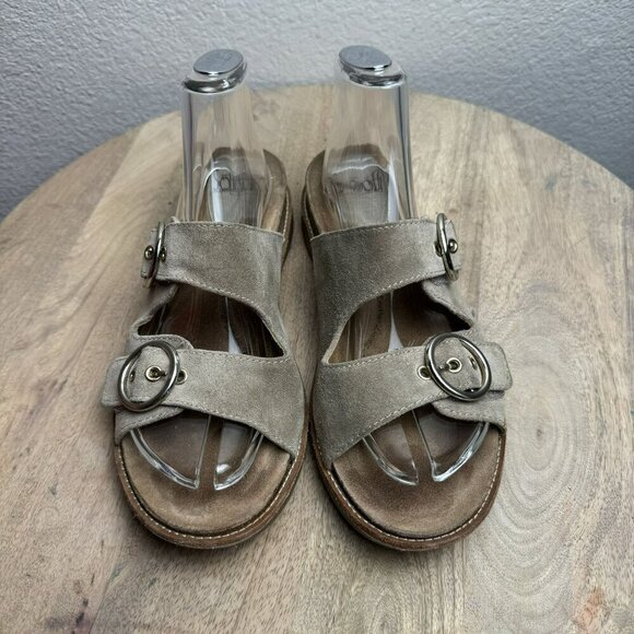 Sofft Taupe suede Sandals - Adjustable Buckle Straps - Size 7.5 - Casual Slide - Picture 1 of 10